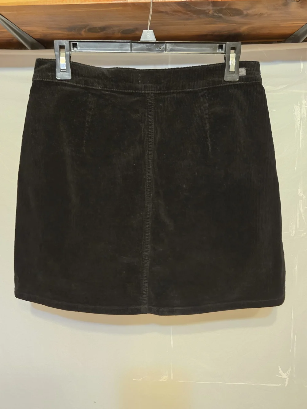 Sneak Peek Black Corduroy Button-Front Mini Skirt